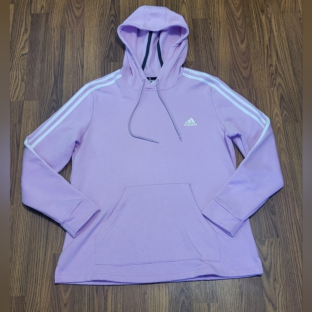 Adidas Women’s Pullover Sweatshirt Pink White Striped Size Large B38